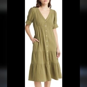 Madewell ruffle dress - green